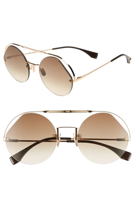 fendi 56mm aviator sunglasses|fendi geometric rimless aviator sunglasses.